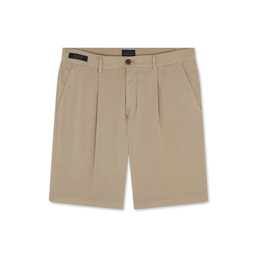 Paul & Shark Bermuda In Seta E Cotone Stretch Chino Silk In Sabbia