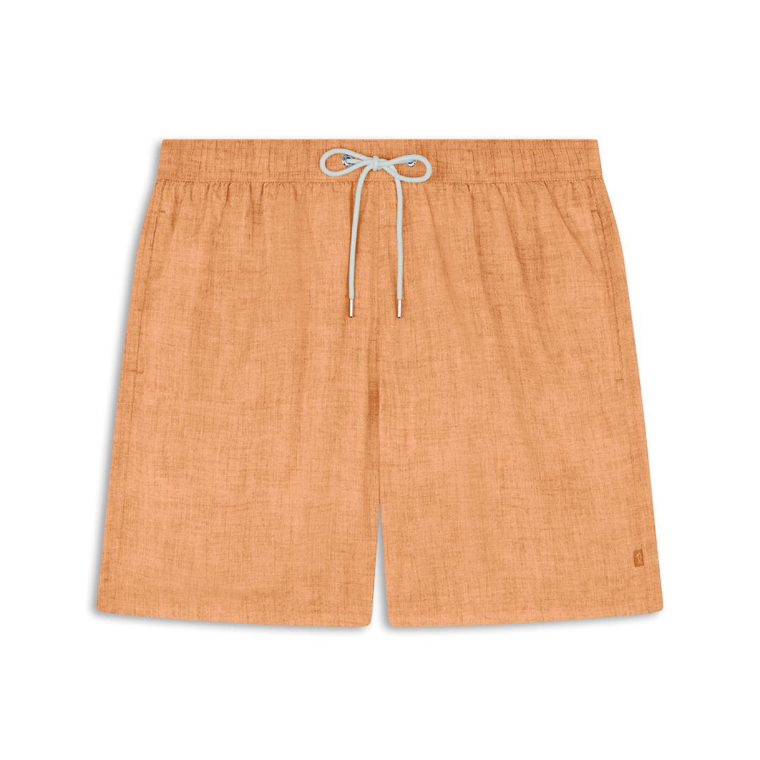 Paul & Shark Swim Shorts With Linen-effect Print In Mandarino