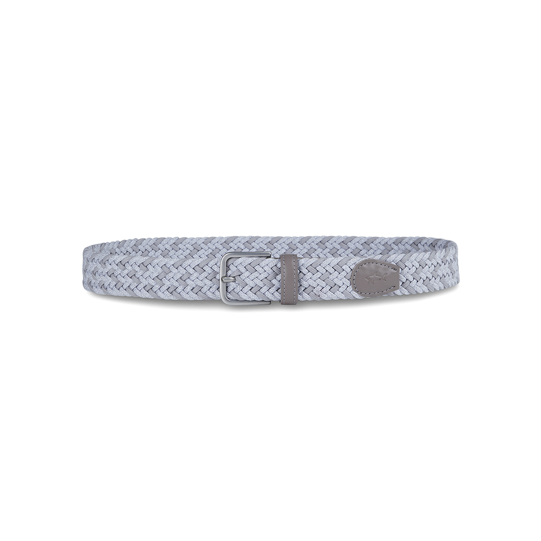 Paul & Shark Cintura Elastica Intrecciata Con Rifiniture In Pelle In Grigio Chiaro