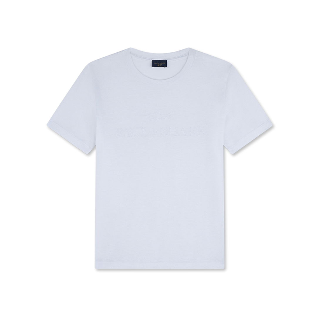 Paul & Shark T-shirt In Jersey Di Cotone Con Ricamo Logo In Bianco