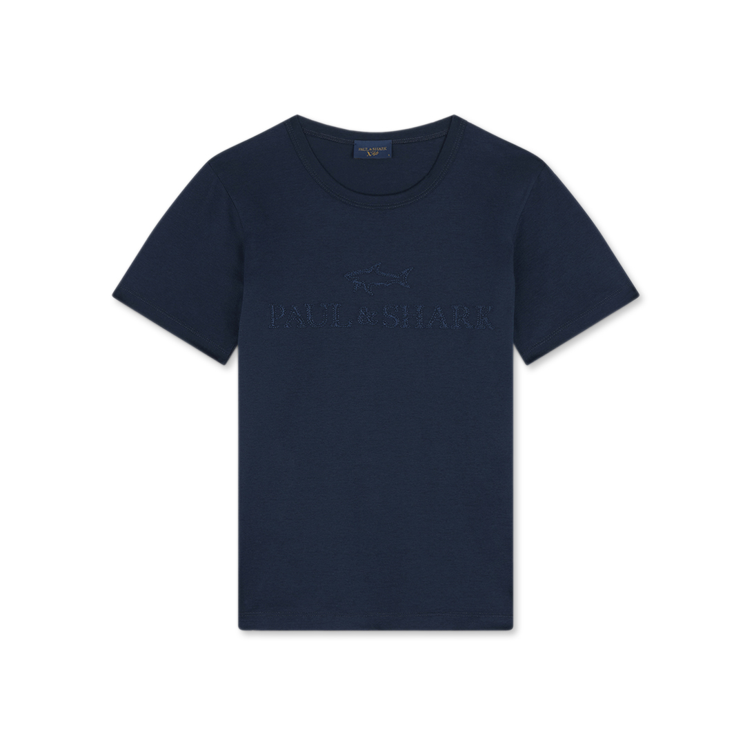 Paul & Shark T-shirt In Jersey Di Cotone Con Ricamo Logo In Blu