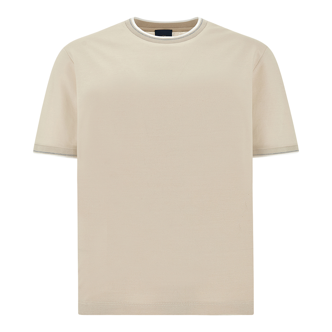 Paul & Shark Men's Beige Double Mercerised Cotton Jersey T-Shirt, Man, Size: 3XL