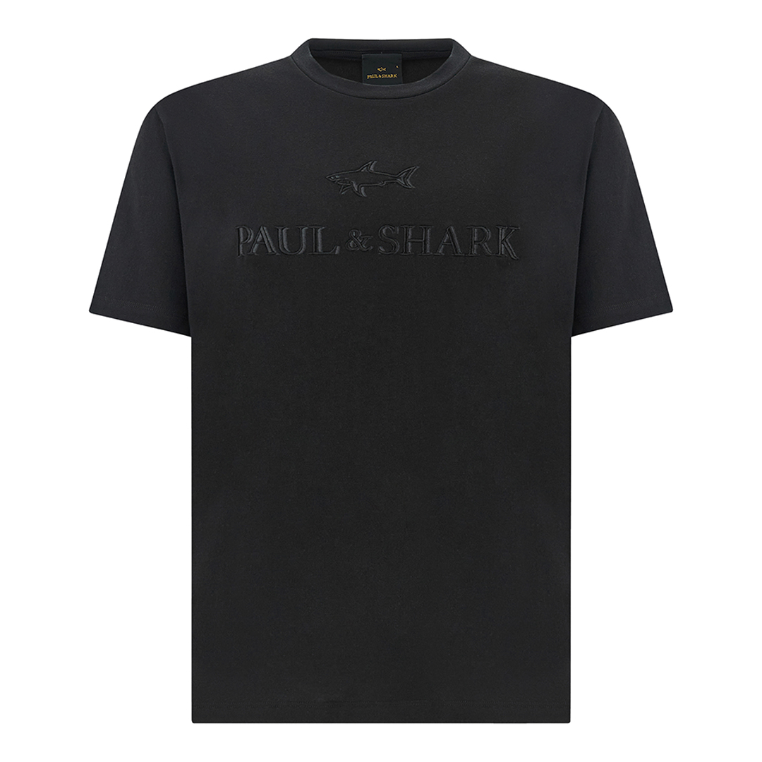 Paul & Shark Men's Black Lightweight Cotton Jersey T-Shirt With Print, Man, Size: Xl