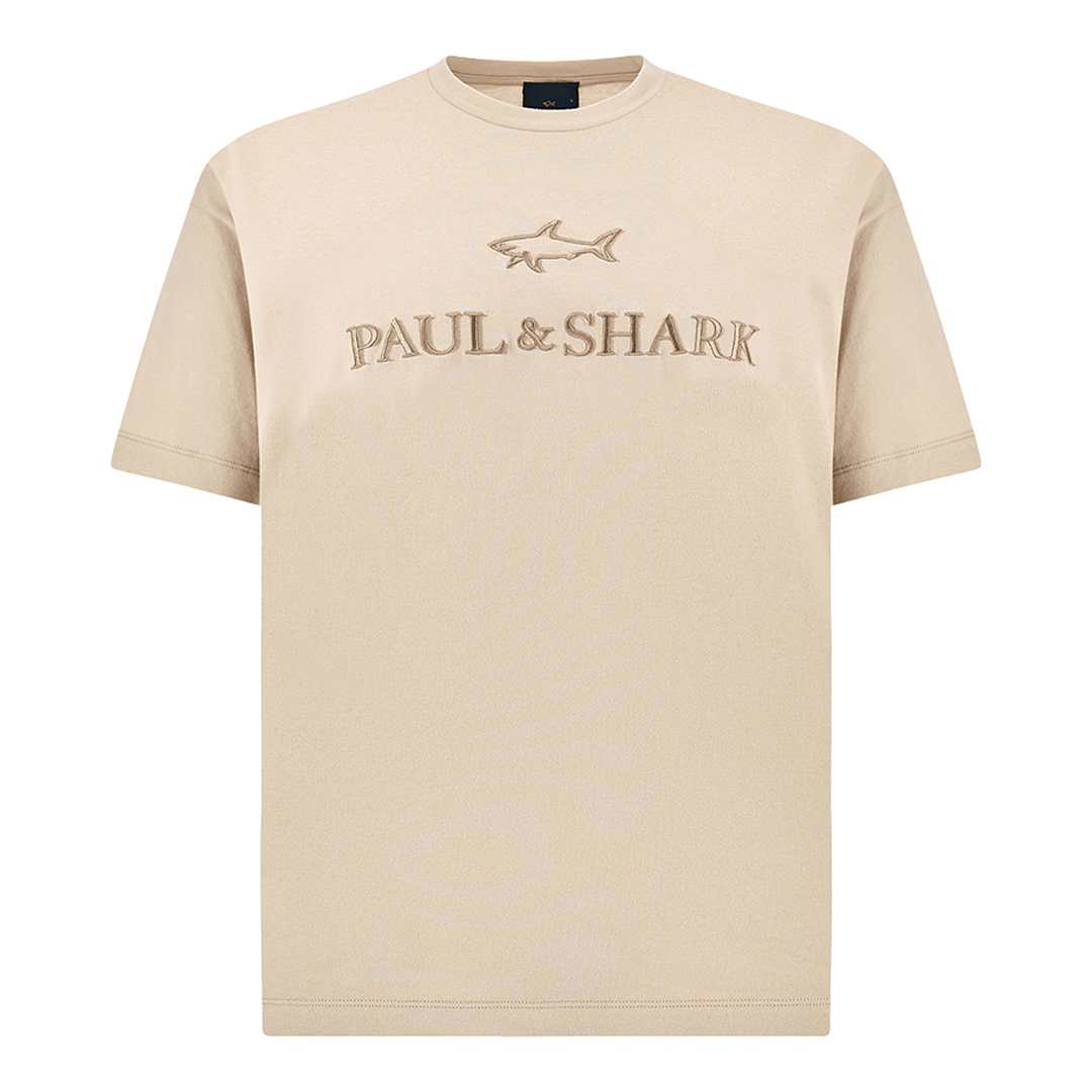 Paul & Shark Men's Beige Lightweight Cotton Jersey T-Shirt With Print, Man, Size: M