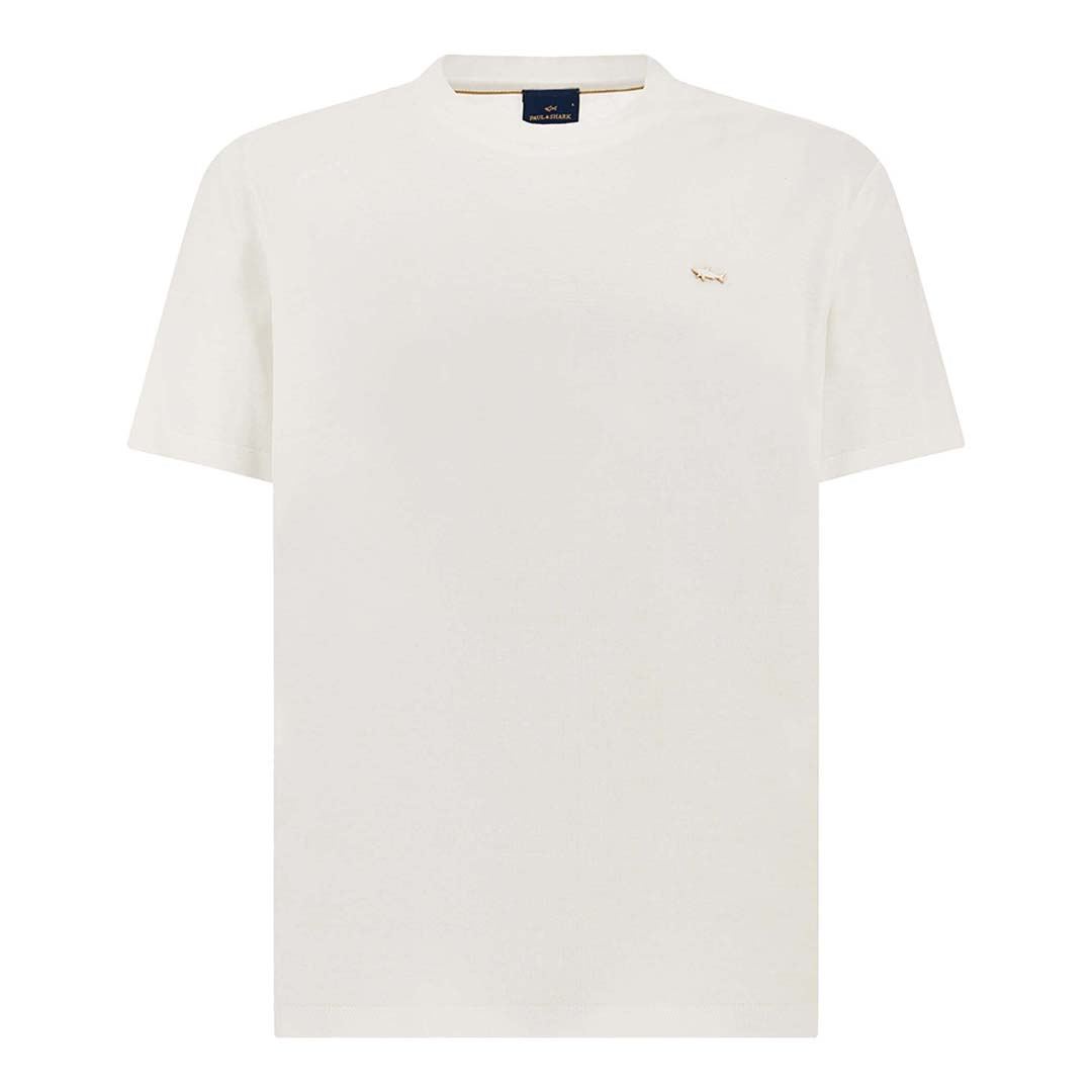 Paul & Shark Men's Bright White-Rich Gold Double Mercerised Cotton Jersey T-Shirt, Man, Size: 3XL