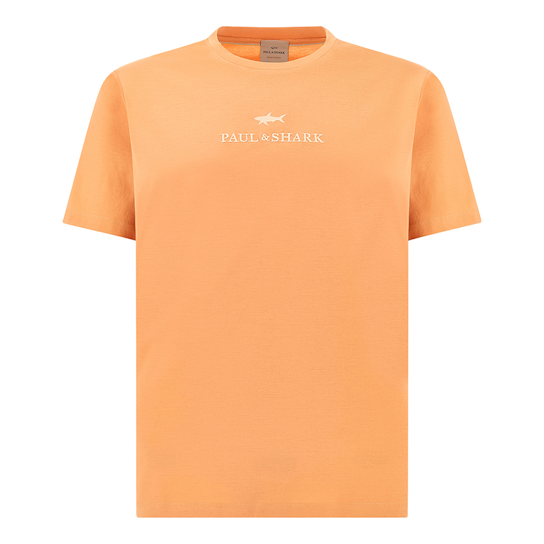 T-Shirt in cotone Aqua touch con ricamo logo, Uomo, ARANCIO, Taglia: 3XL
