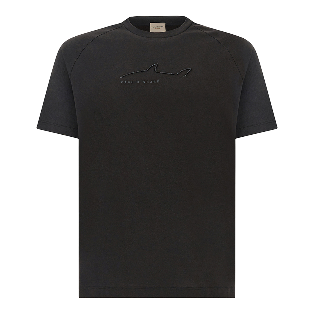 Paul & Shark Men's Black Cotton Jersey T-Shirt With Embroideries, Man, Size: 3XL