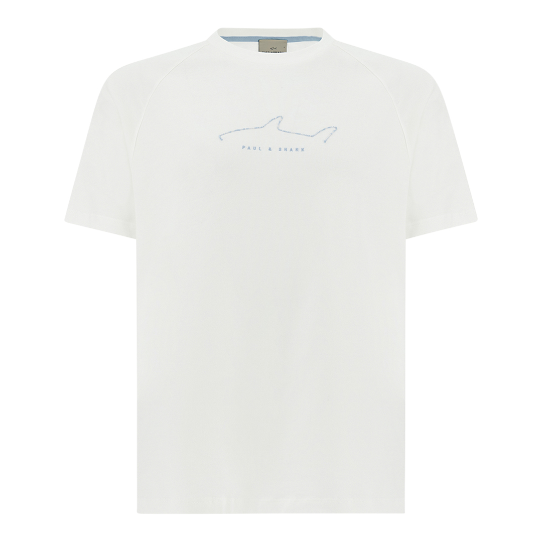 Paul & Shark Men's Blanc De Blanc Cotton Jersey T-Shirt With Embroideries, Man, Size: 3XL