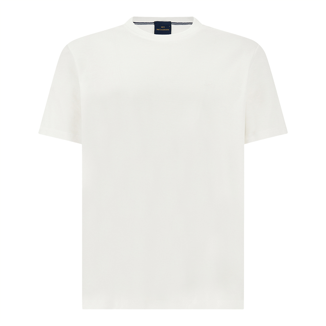 Paul & Shark Men's White Fine Piqué Cotton T-Shirt, Man, Size: Xxl