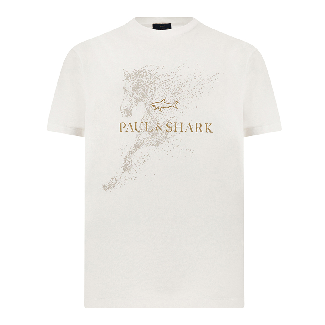T-shirt in jersey di cotone con stampa Year of the horse, Uomo, BIANCO, Taglia: XS