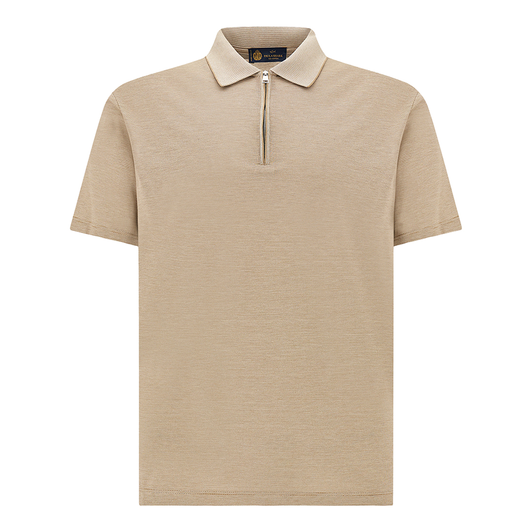 Paul & Shark Men's Bright White-Chanterelle Silk And Cotton Zip Polo, Man, Size: Xxl