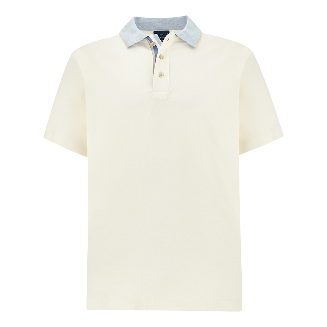 Paul & Shark Cotton Aqua Touch Polo With Striped Detail In White