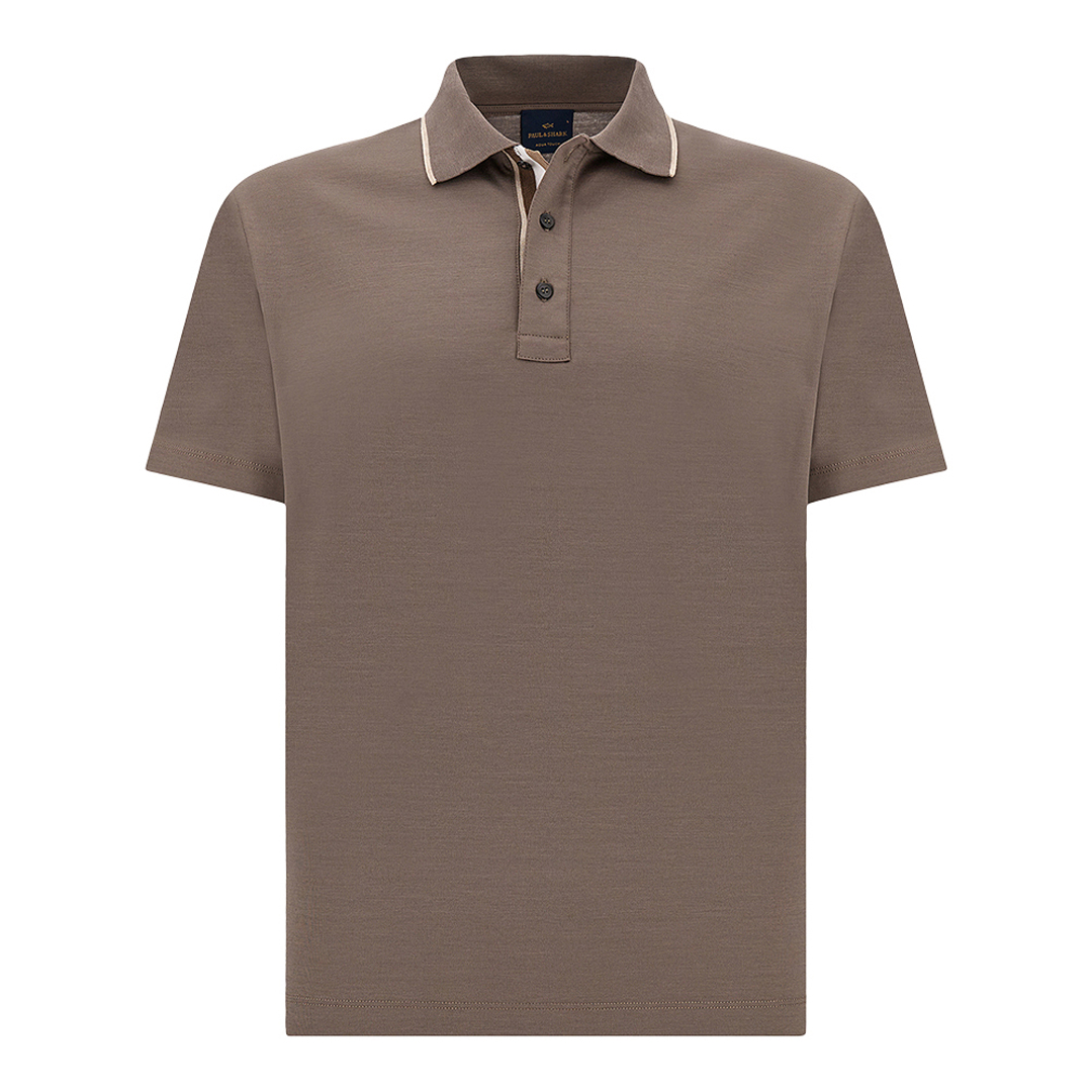 Paul & Shark Men's Morel Cotton Aqua Touch Polo With Striped Detail, Man, Size: 4XL
