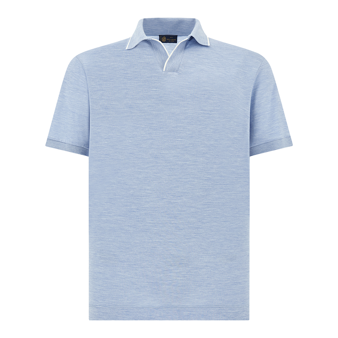 Paul & Shark Open Collar Polo In Cotton And Silk