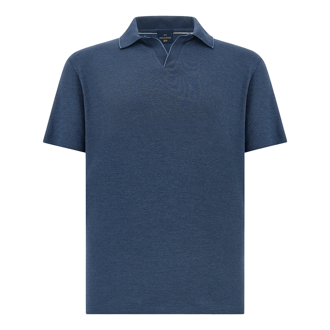 Paul & Shark Men's Vintage Indigo X-Soft Open‑Collar Polo Shirt In Cotton Interlock, Man, Size: Xl