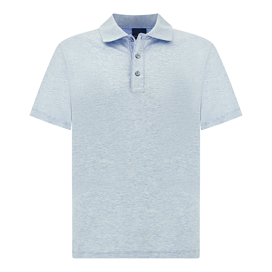 Paul & Shark Men's Cerulean Polo Shirt In Double Mercerised Cotton Jersey With Linen Details, Man, Size: 4XL