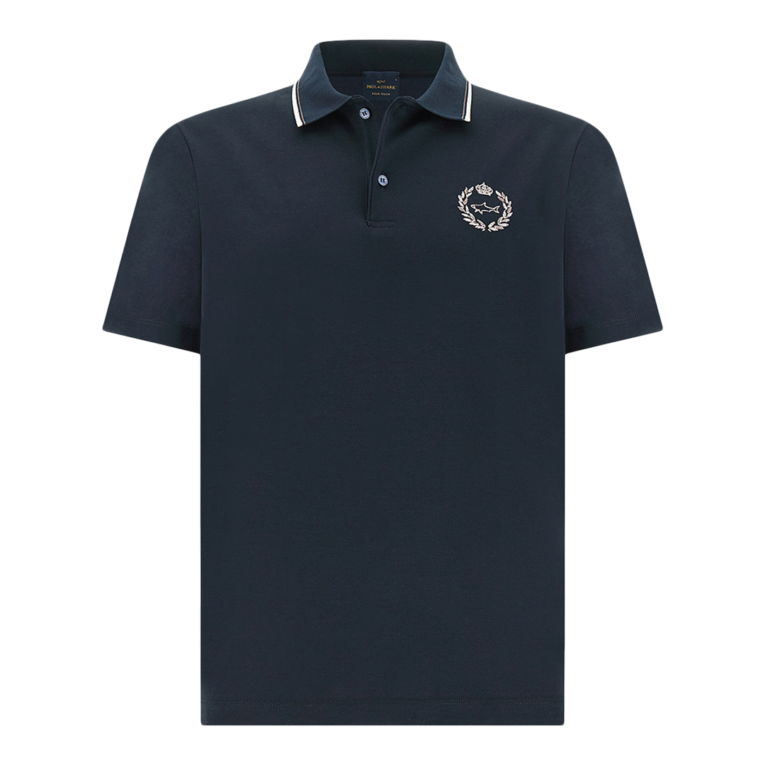 Paul & Shark Men's Dama Blue Polo Shirt In Aqua Touch Cotton With Heraldic Embroidery, Man, Size: 4XL