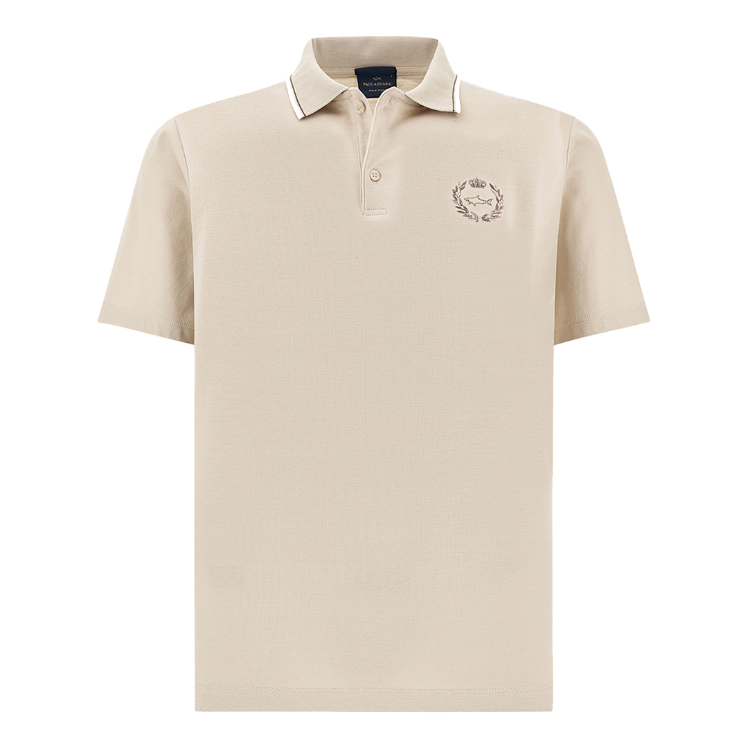 Paul & Shark Men's Beige Polo Shirt In Aqua Touch Cotton With Heraldic Embroidery, Man, Size: Xxl