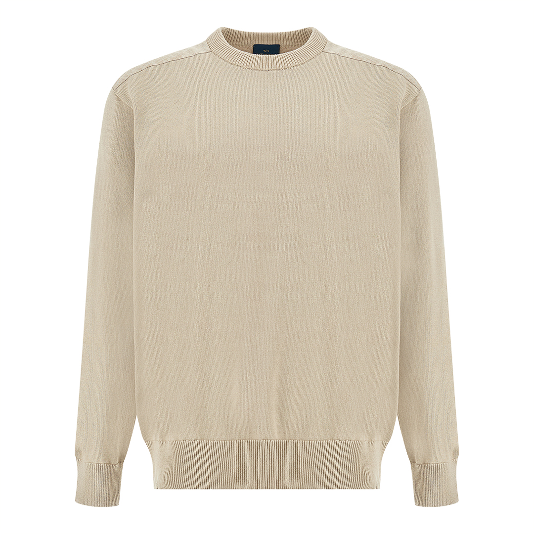 Paul & Shark Men's Beige Crew‑Neck Sweater In Fresco Cotton With Linen Details, Man, Size: 4XL