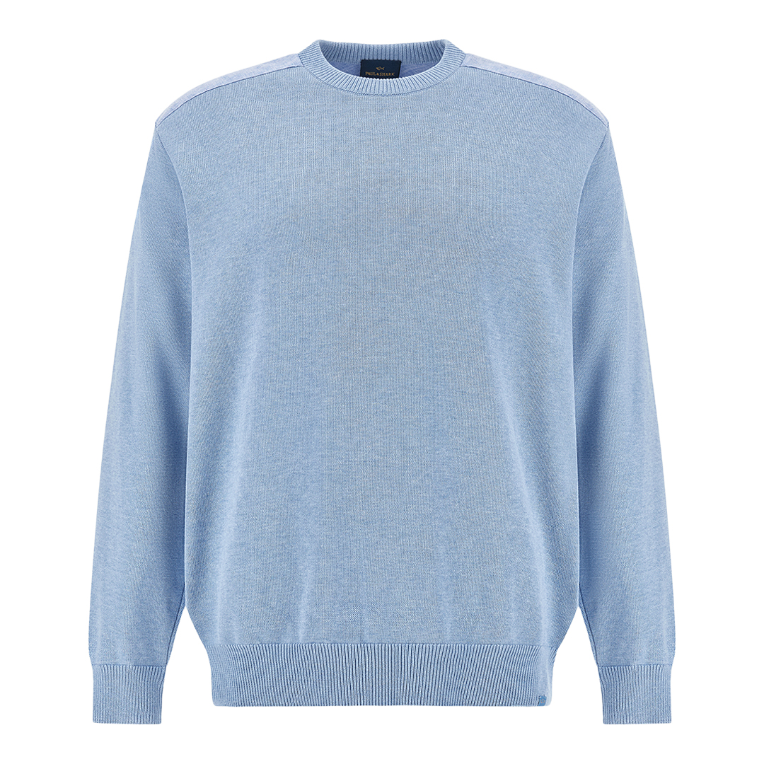 Paul & Shark Men's Allure Crew‑Neck Sweater In Fresco Cotton With Linen Details, Man, Size: Xl