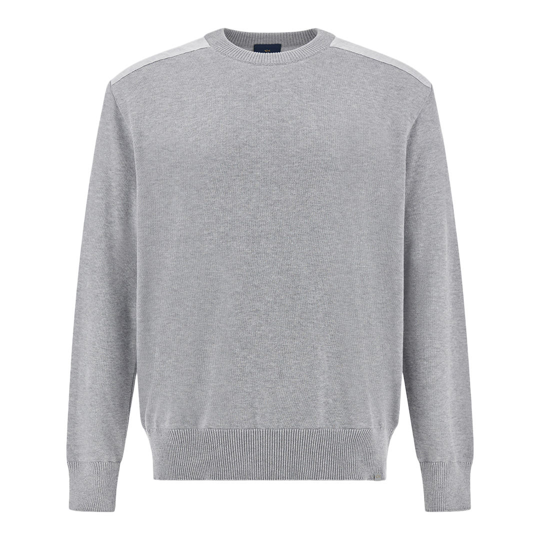 Paul & Shark Men's Light Grey Crew‑Neck Sweater In Fresco Cotton With Linen Details, Man, Size: Xxl