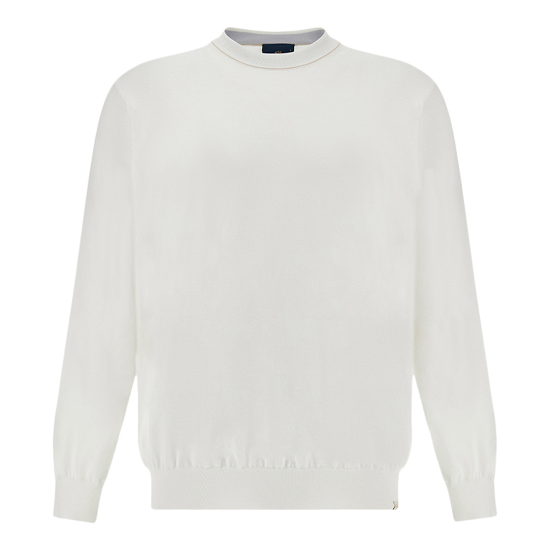 Paul & Shark Men's Blanc De Blanc Crew‑Neck Sweater In Piuma Cotton, Man, Size: M