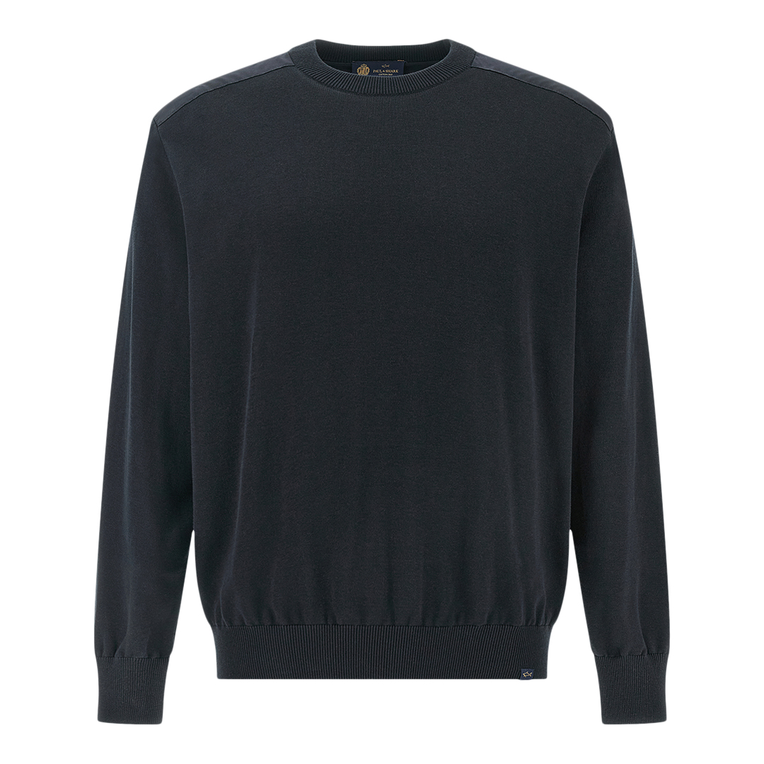 Paul & Shark Men's Dama Blue Crew‑Neck Sweater In Silk And Cotton With Wool And Silk Details, Man, Size: 5XL
