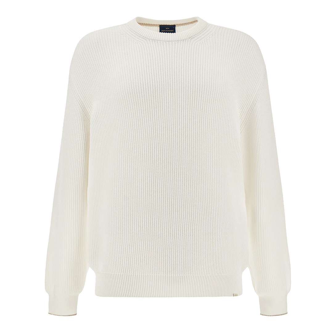 Paul & Shark Men's Blanc De Blanc Crew‑Neck Sweater In Piuma Cotton, Man, Size: Xxl