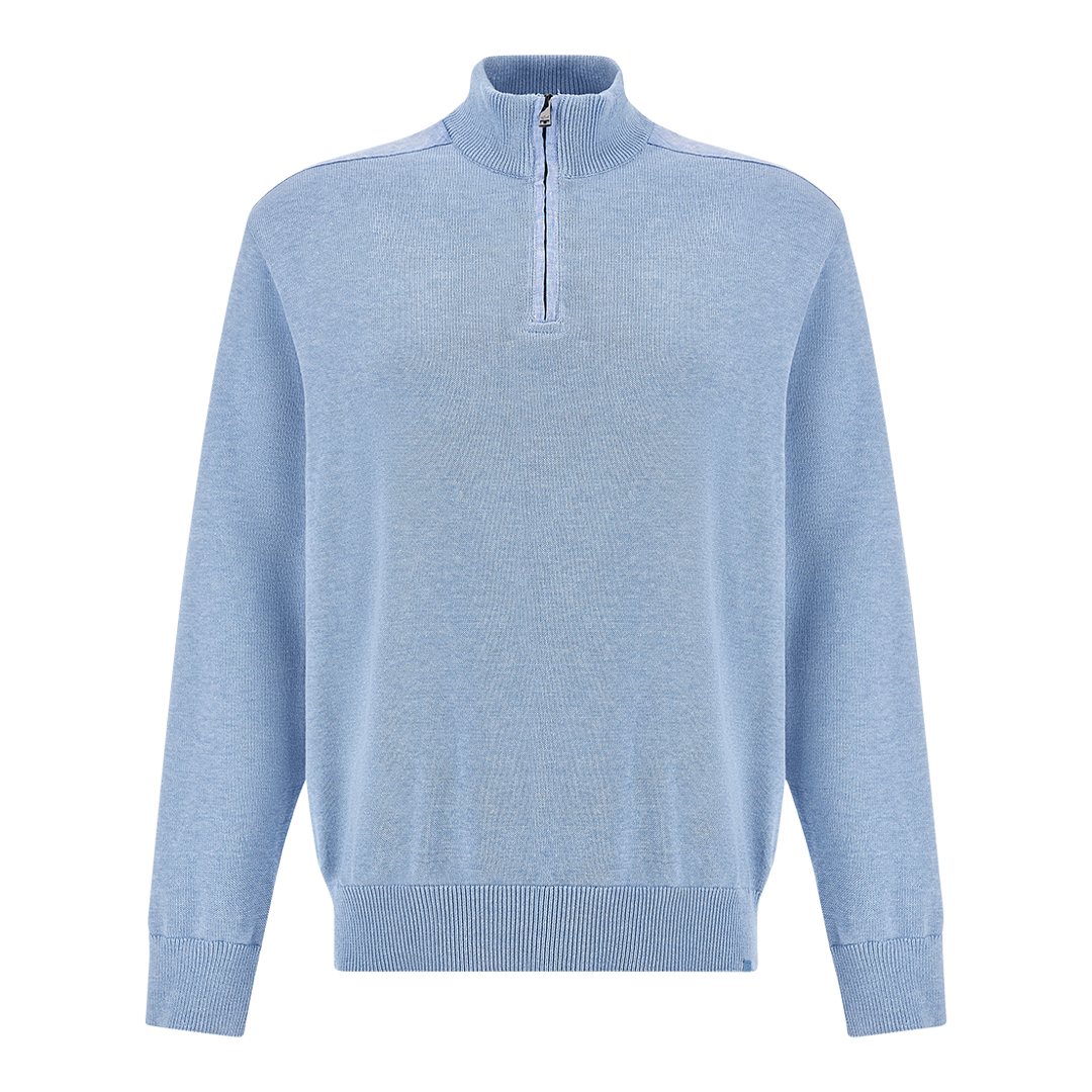 Paul & Shark Men's Allure Half‑Zip Sweater In Fresco Cotton With Linen Details, Man, Size: 4XL