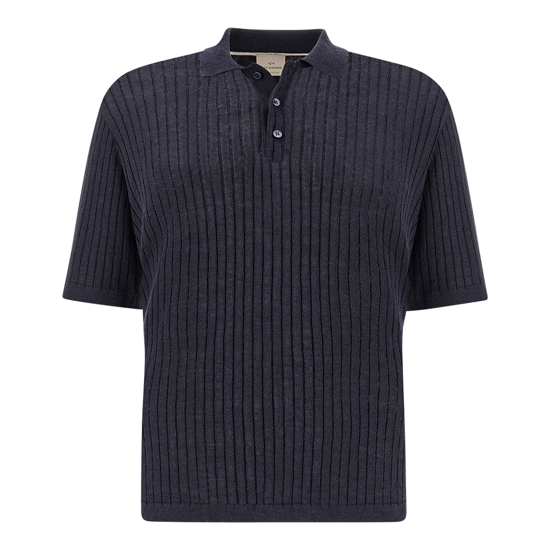 Paul & Shark Men's Dama Blue Polo Shirt In Linen And Cotton Urukai, Man, Size: Xxl