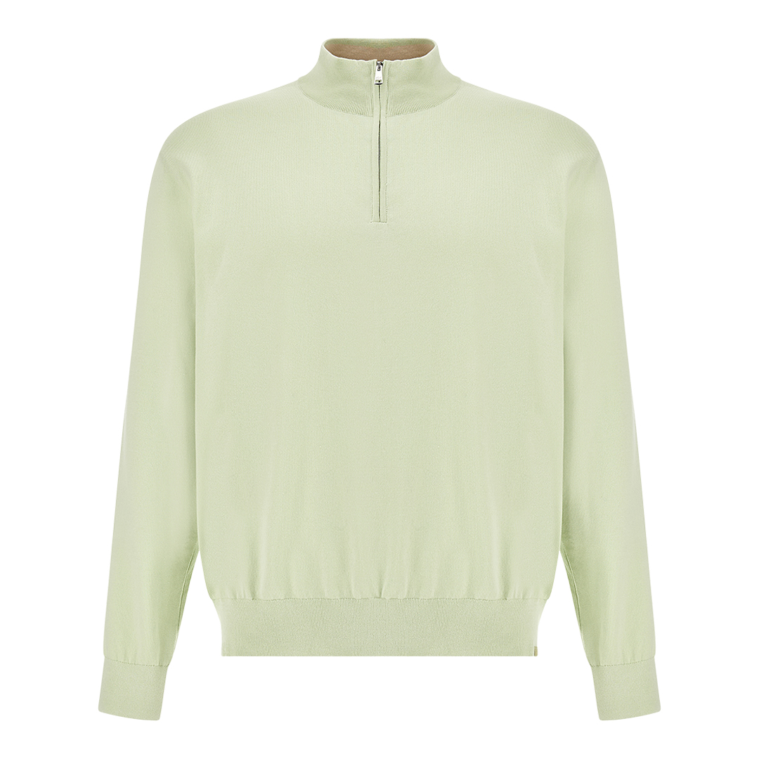 Paul & Shark Men's Meadow Mist Piuma Cotton Half Zip Sweater, Man, Size: L