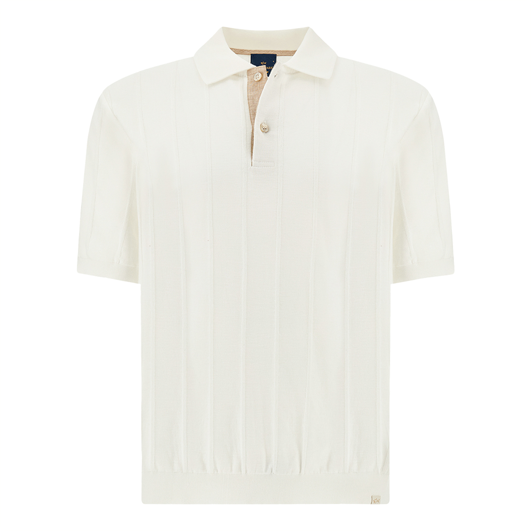 Paul & Shark Men's Blanc De Blanc Polo In Piuma Cotton With Linen Details, Man, Size: L