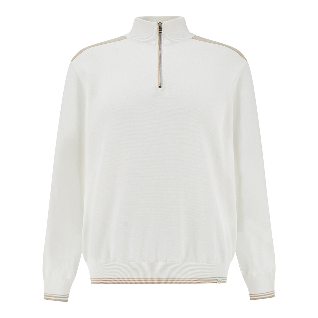 Paul & Shark Men's Blanc De Blanc Half‑Zip Sweater In Piuma Cotton With Typhoon® Details, Man, Size: 5XL