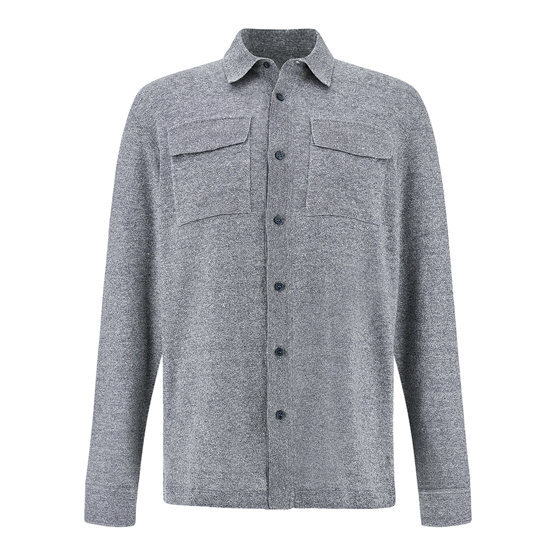 Paul & Shark Men's Bright White-Dress Blues Overshirt In Linen And Urukai Cotton, Man, Size: Xl