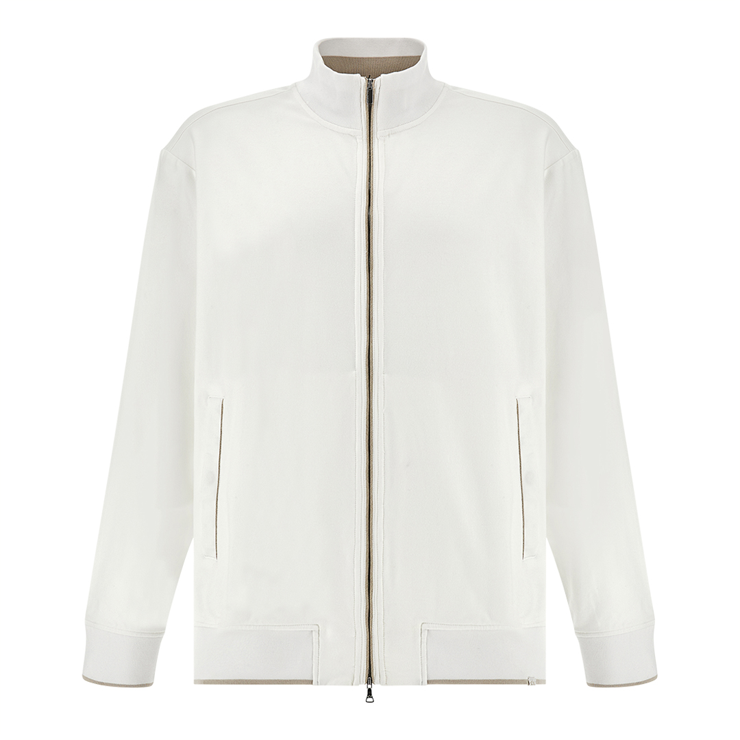 Felpa zip-up in cotone Active Fleece, Uomo, PANNA CHIARO, Taglia: 4XL