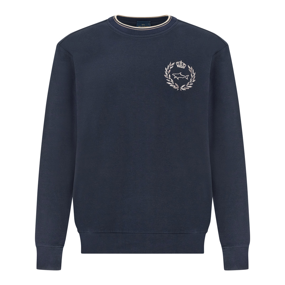Paul & Shark Men's Dama Blue X‑Soft Sweatshirt In Cotton With Heraldic Embroidery, Man, Size: Xxl