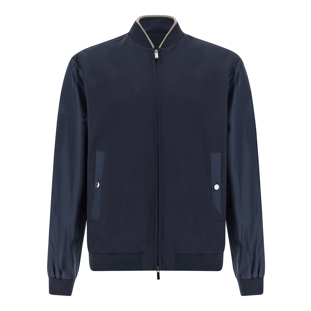 Paul & Shark Men's Dama Blue Hybrid Bomber In Wool And Silk, Man, Size: 4XL