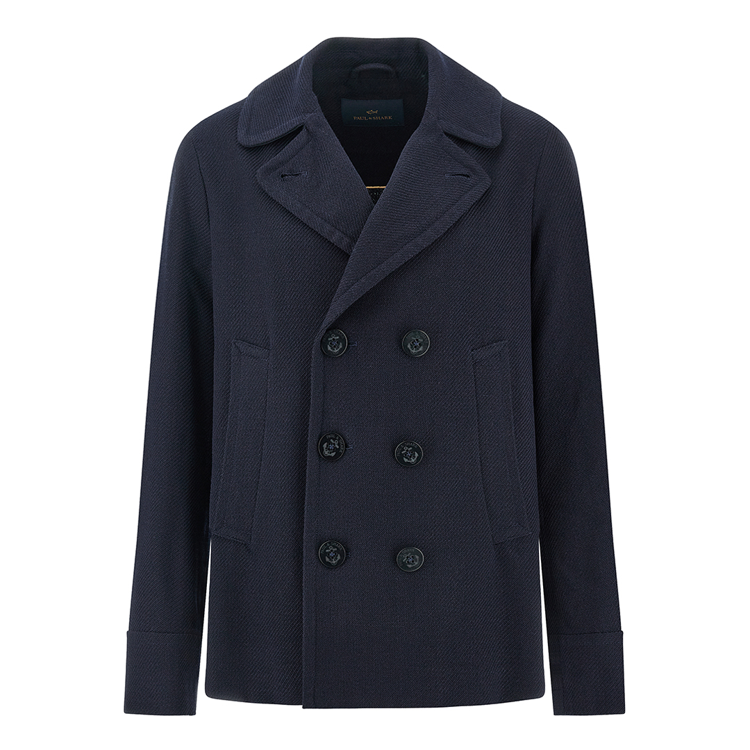 Paul & Shark Men's Dama Blue True Peacoat In Textured Wool And Cotton, Man, Size: 5XL