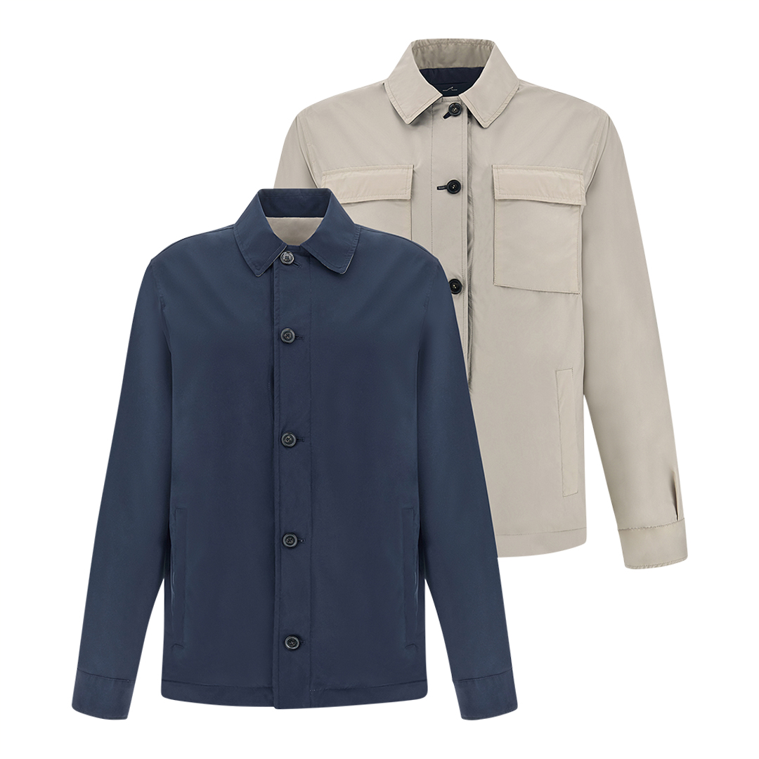 Paul & Shark Men's Blue Beige Reversible Overshirt Typhoon® Platinum, Man, Size: 3XL