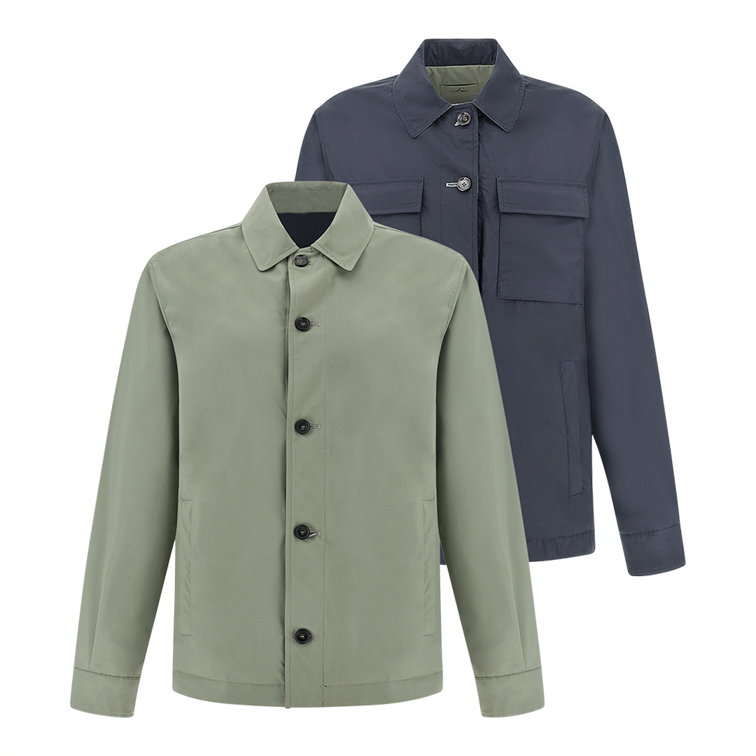 Paul & Shark Men's Agave Green Blue Reversible Overshirt Typhoon® Platinum, Man, Size: L