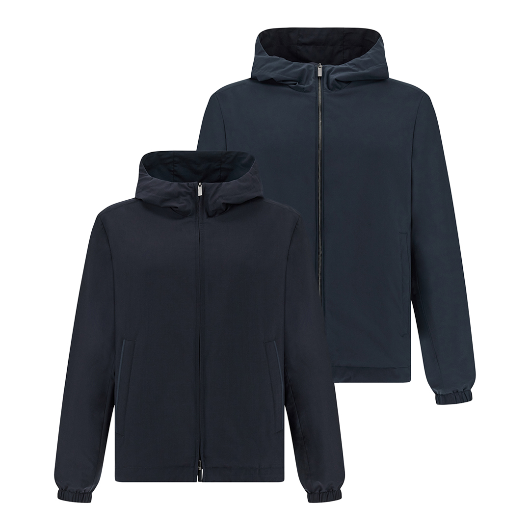 Paul & Shark Men's Dama Blue/Dama Blue Reversible Windbreaker In Wool And Silk, Man, Size: 3XL