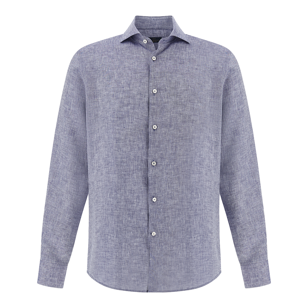 Paul & Shark Men's Dama Blue Soffio Linen Shirt, Man, Size: 042