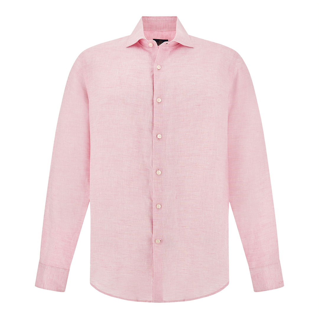 Paul & Shark Men's Light Pink Soffio Linen Shirt, Man, Size: 041