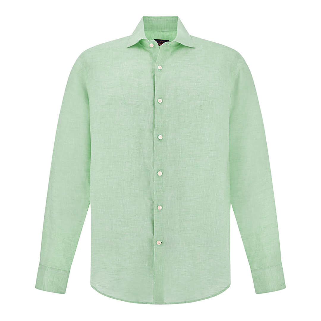 Paul & Shark Men's Light Green Soffio Linen Shirt, Man, Size: 042