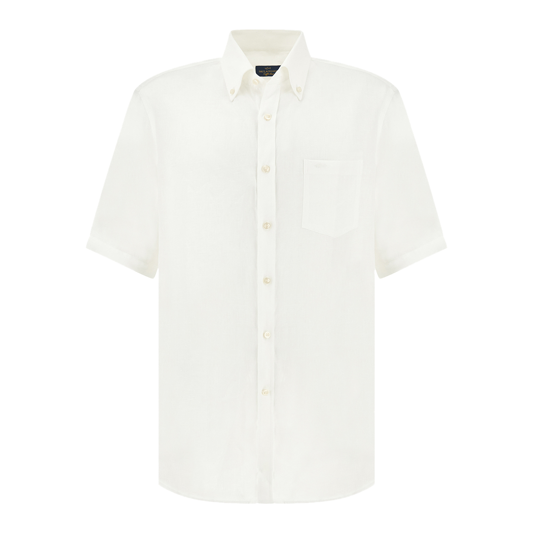 Paul & Shark Men's White Soffio Linen Shirt With Short Sleeves, Man, Size: 038