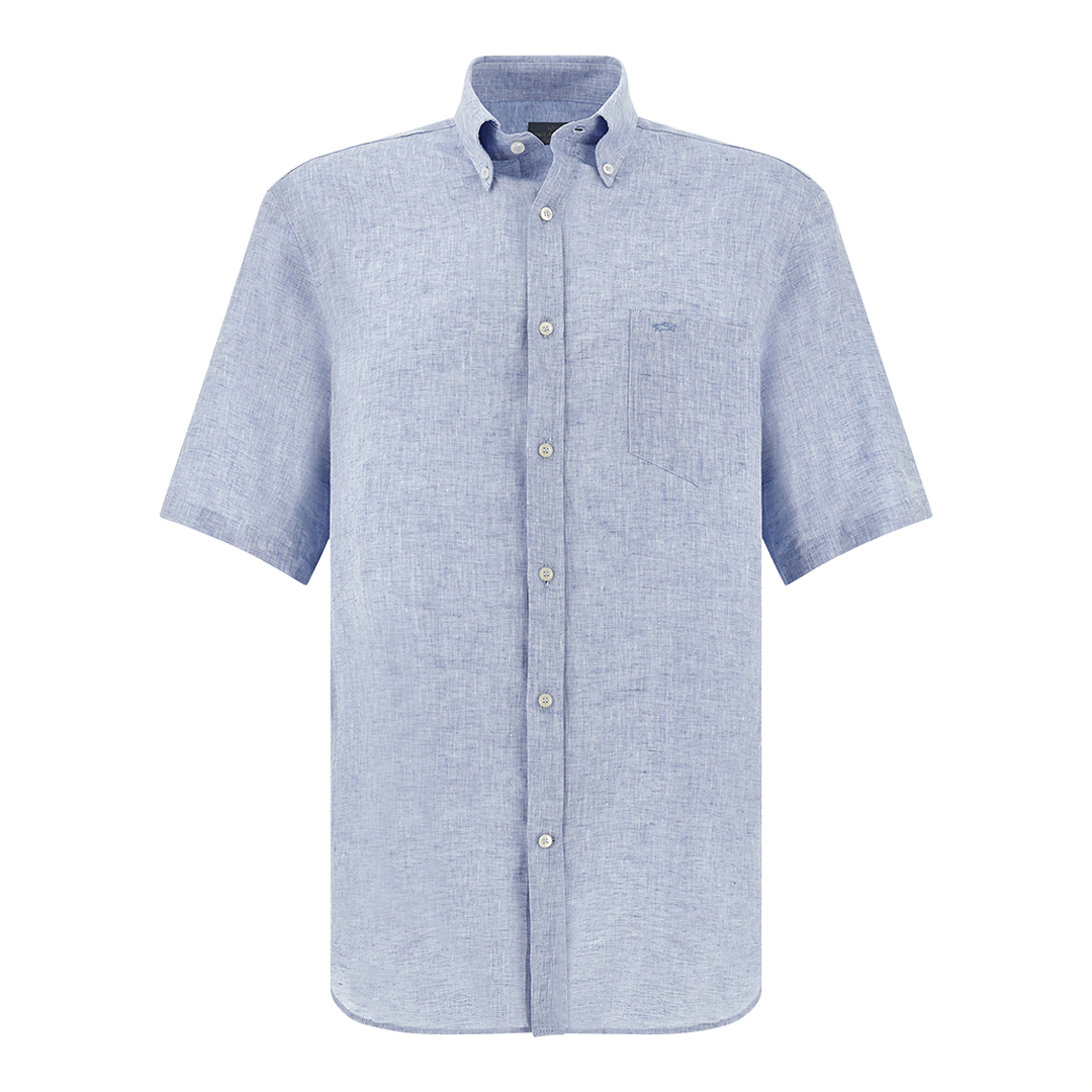 Paul & Shark Men's Bluette Soffio Linen Shirt With Short Sleeves, Man, Size: 041