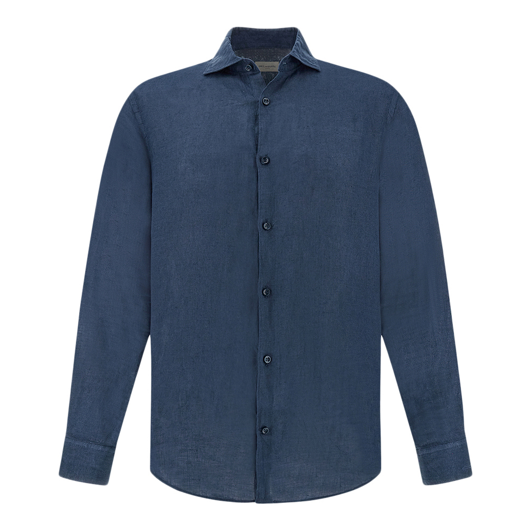Paul & Shark Men's Dama Blue Gart‑Dyed Linen Shirt, Man, Size: 040