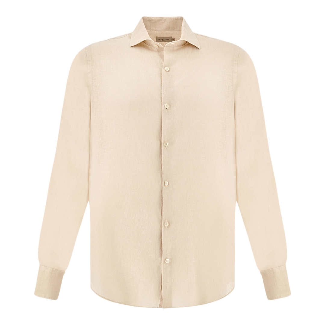 Paul & Shark Men's Beige Gart‑Dyed Linen Shirt, Man, Size: 041