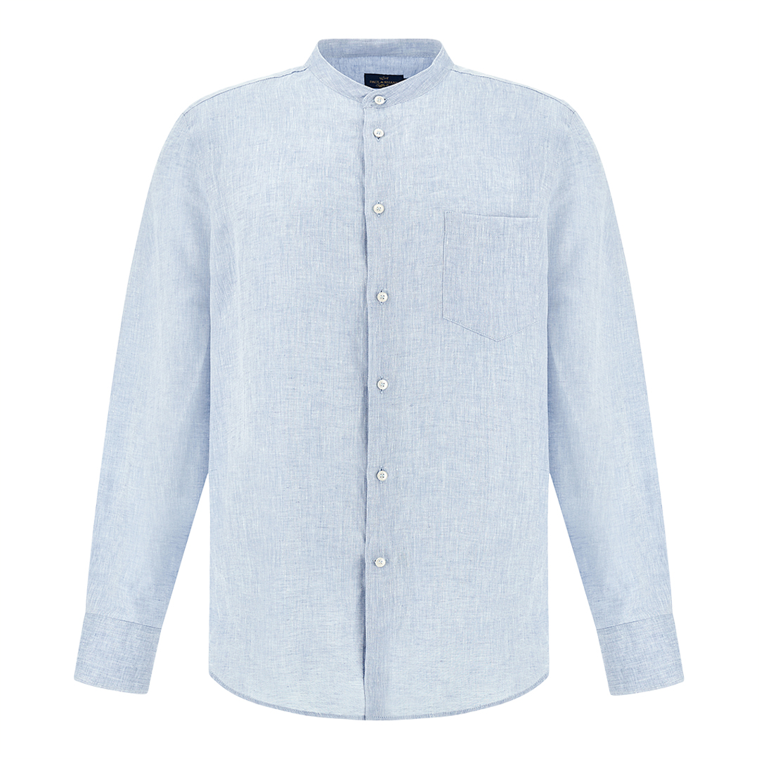 Paul & Shark Men's Light Blue Gart‑Dyed Linen Shirt, Man, Size: Xxl