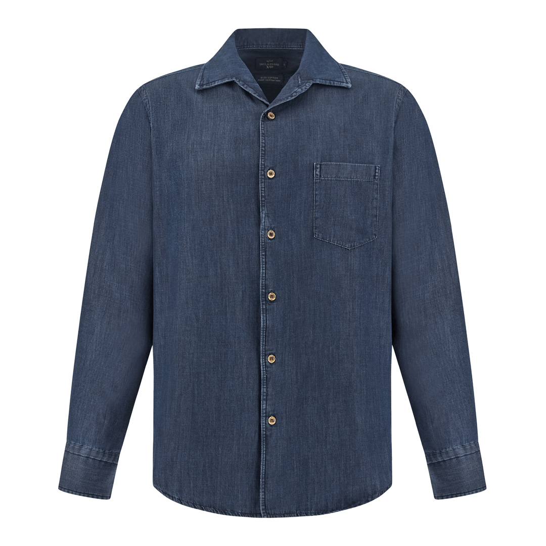 Paul & Shark Men's Dark Blue Jeans X‑Soft Shirt In Giza Cotton Denim, Man, Size: 3XL